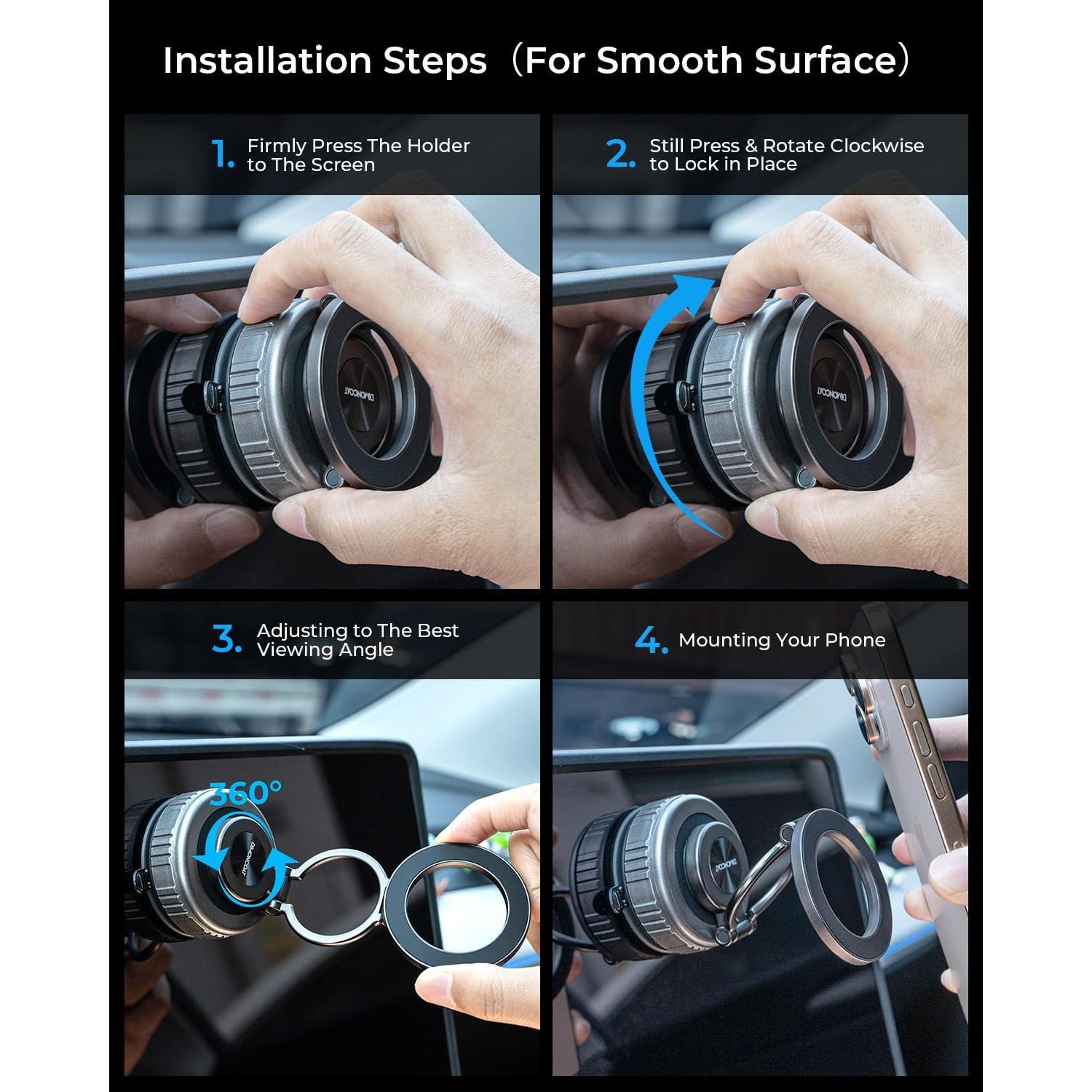 Soporte de Teléfono DIMONCOAT con Ventosa 360° - Negro