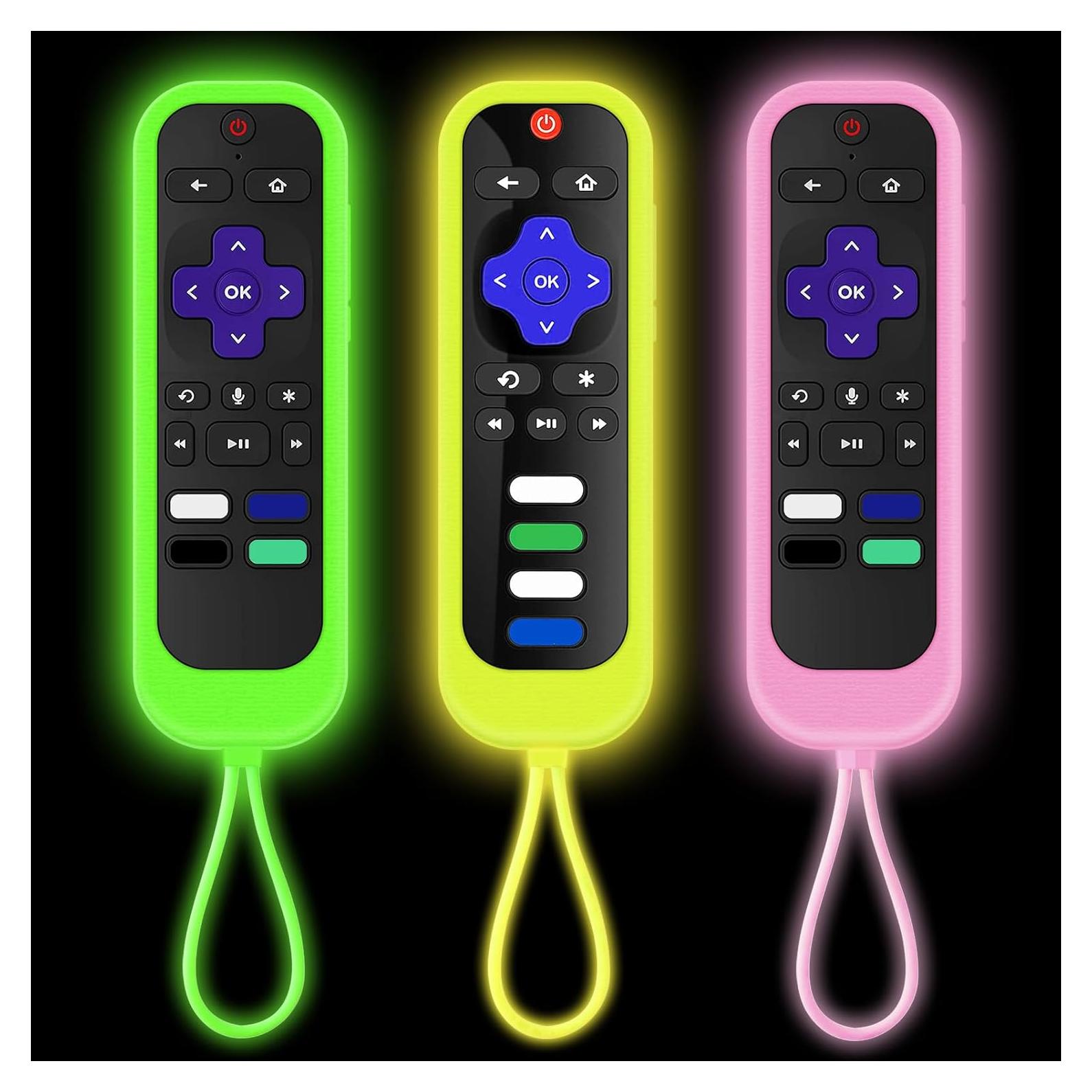 Funda de Control Remoto Climberer para Roku - 3 Pack Brilla en la Oscuridad