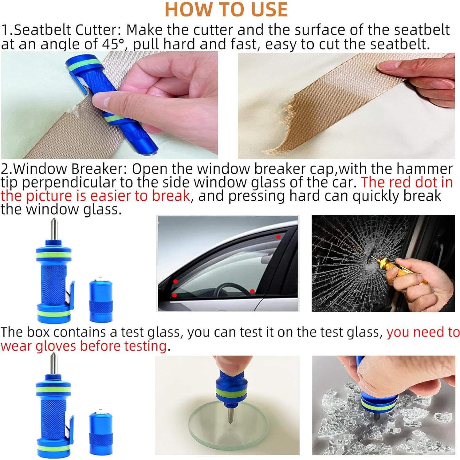 Rompe Ventanas de Auto Allelic B01 - Cortador de Cinturón Azul