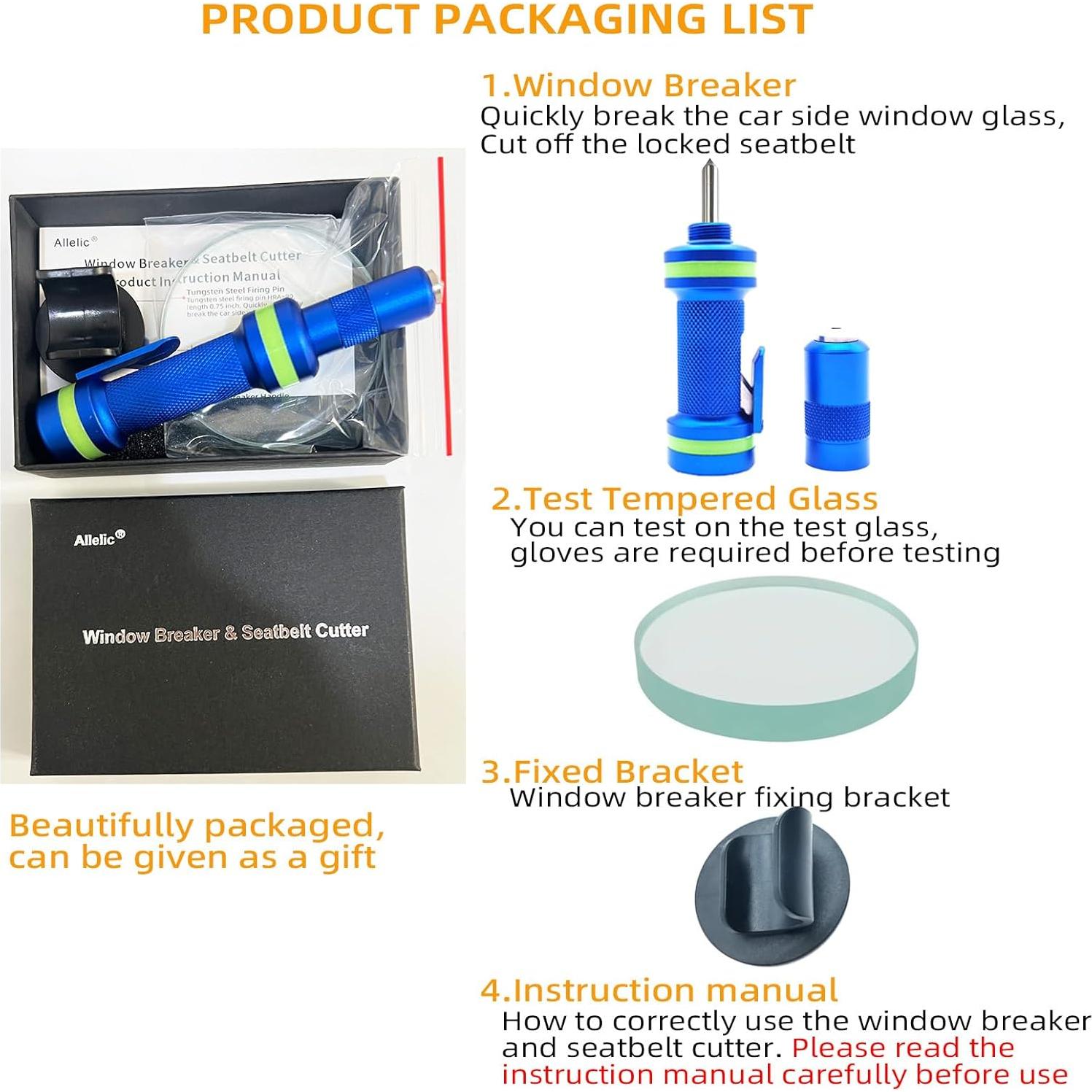 Rompe Ventanas de Auto Allelic B01 - Cortador de Cinturón Azul