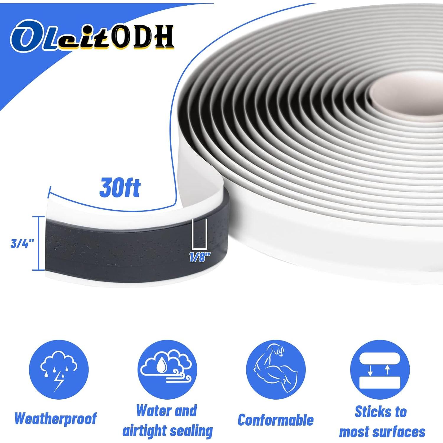 Cinta de Masilla Butílica Negra 1/8" x 3/4" - 4 Rollos 30 pies