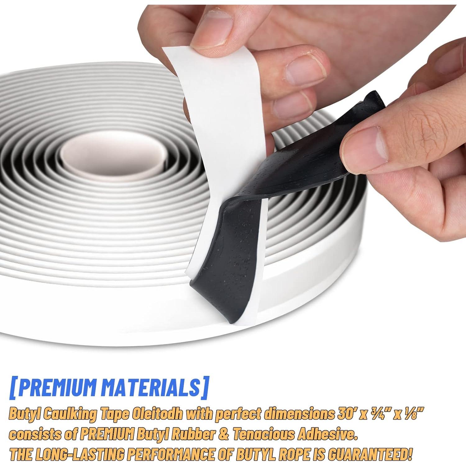 Cinta de Masilla Butílica Negra 1/8" x 3/4" - 4 Rollos 30 pies