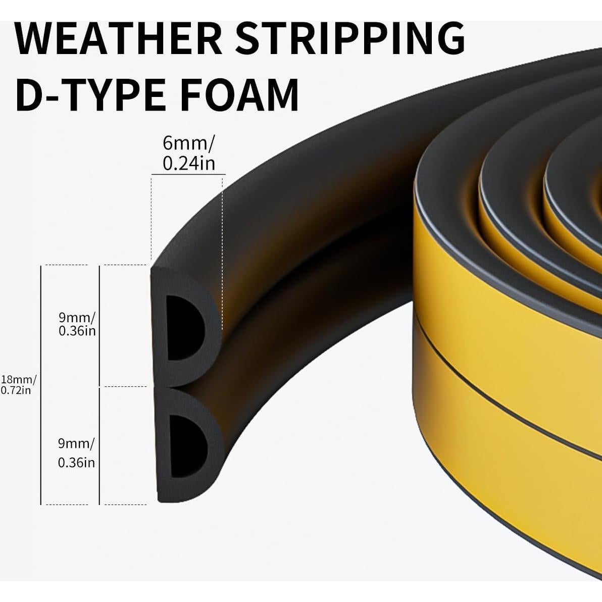 Burlete de Espuma Autoadhesiva GOLUMINI 10.06m Negro