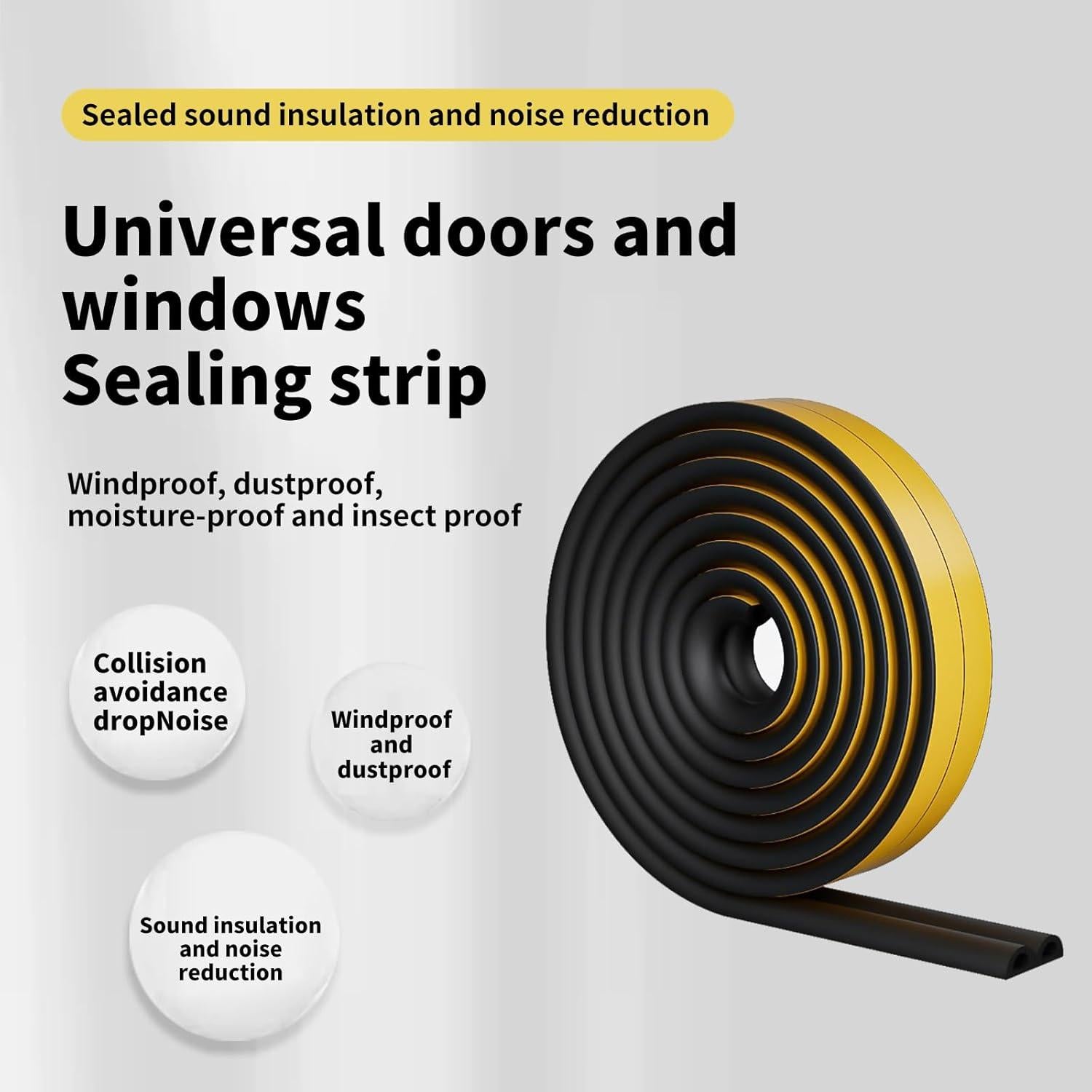 Burlete de Espuma Autoadhesiva GOLUMINI 10.06m Negro