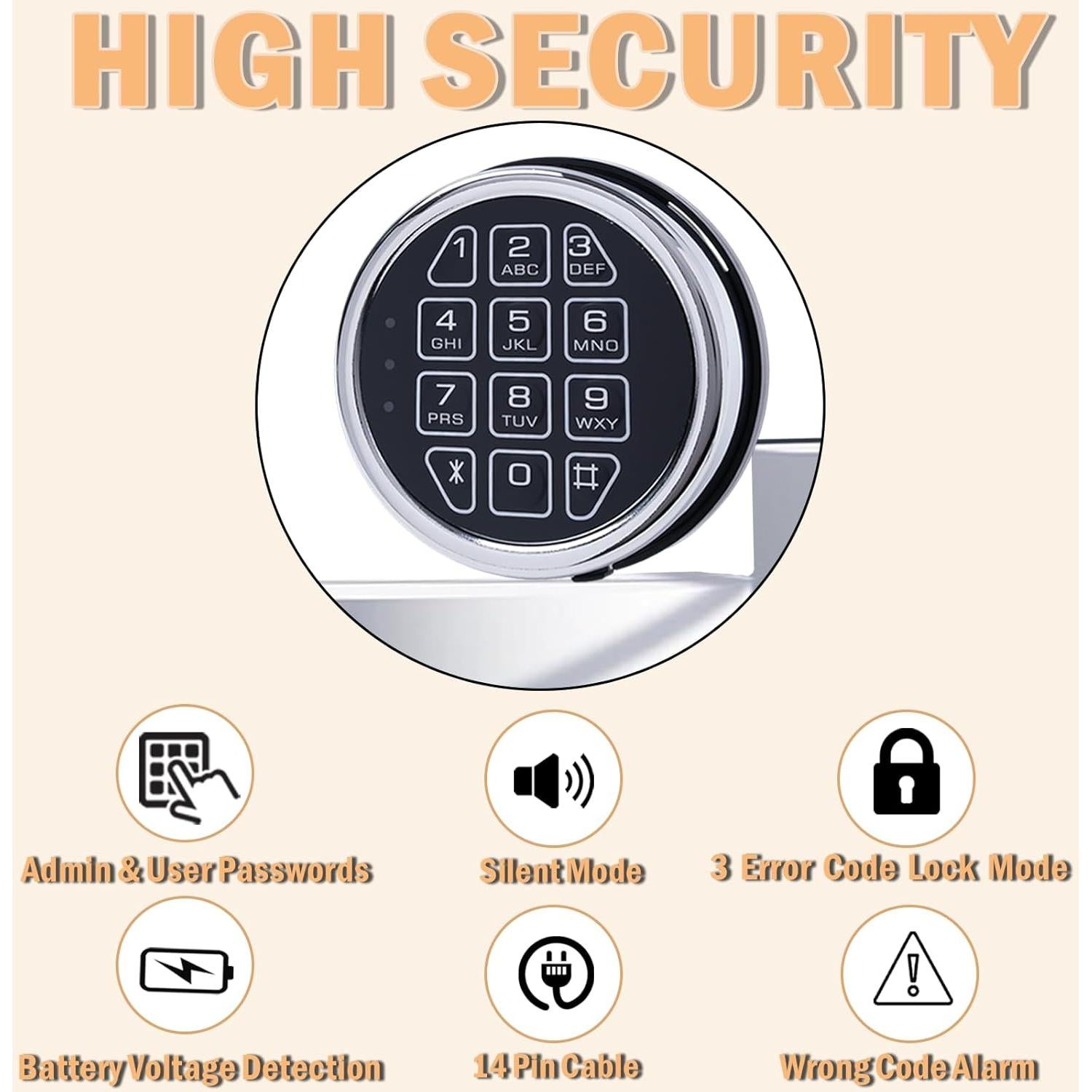 Cerradura Electrónica de Teclado Cromo WAH LIN PARTS 14 Pines