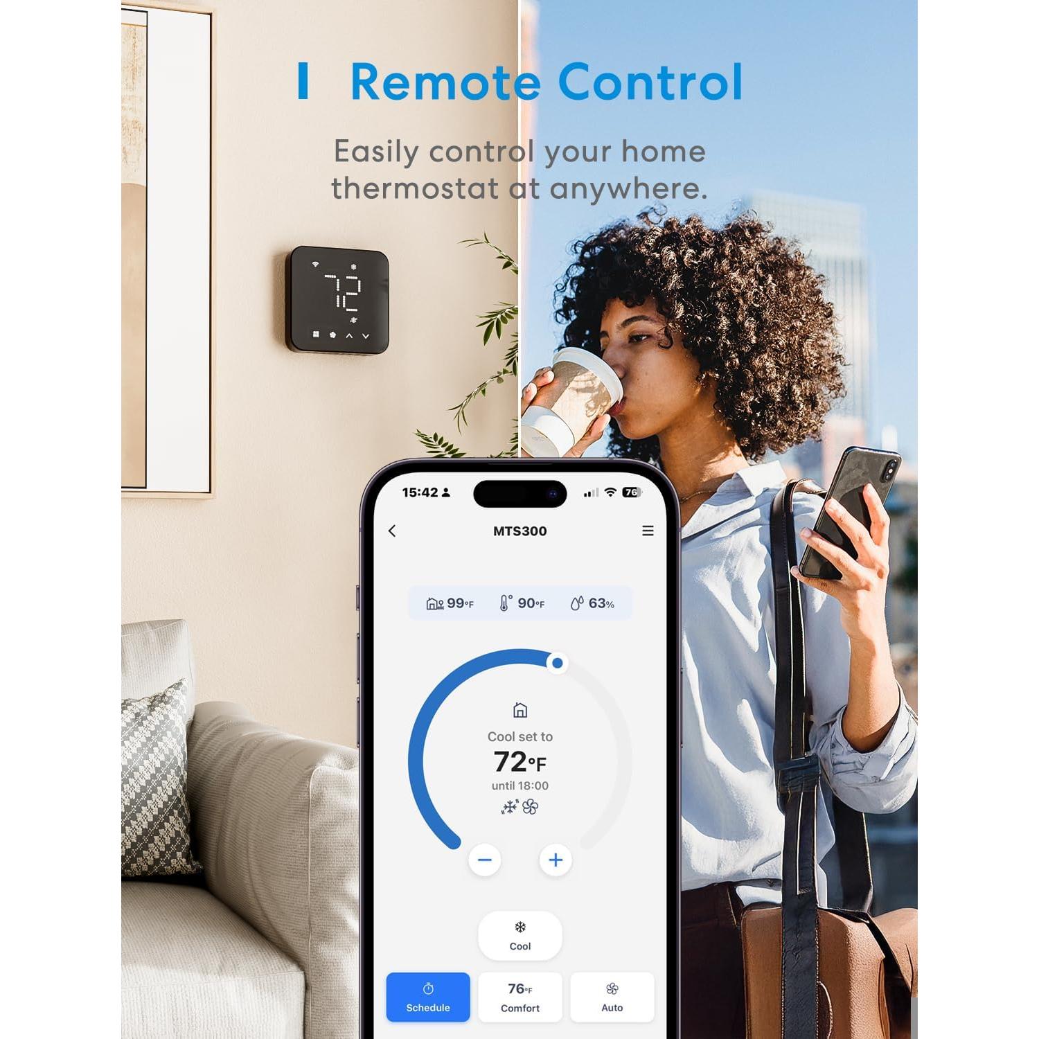 Termostato Inteligente Meross MTS300 WiFi Control Voz 24V