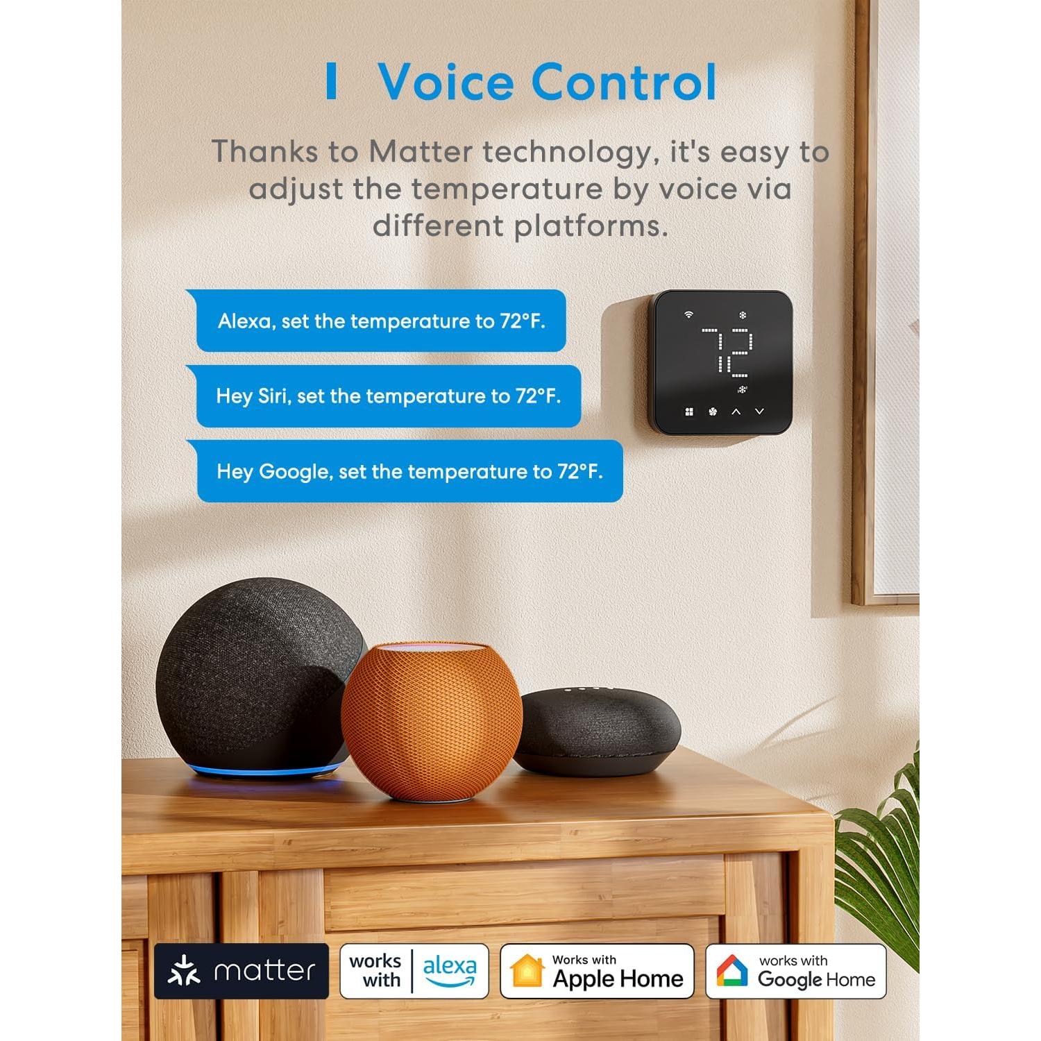 Termostato Inteligente Meross MTS300 WiFi Control Voz 24V