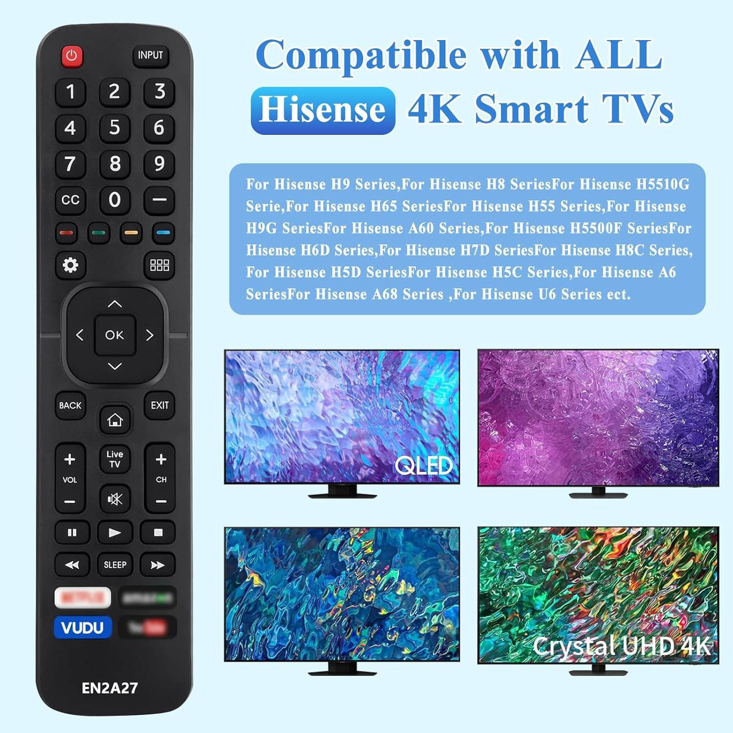 Control Remoto Universal Hisense EN2A27 para Televisores 4K UHD