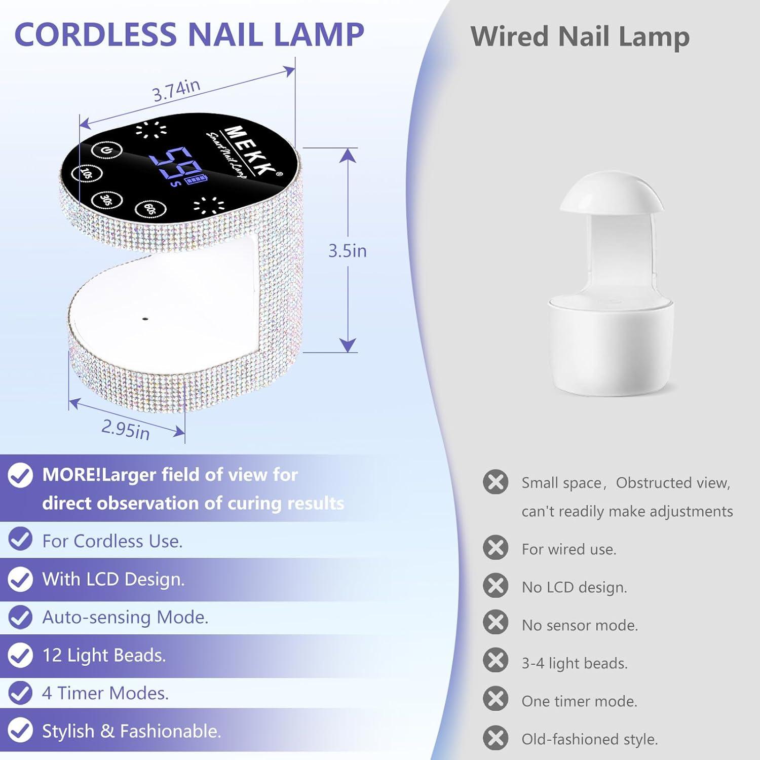 Lámpara de Uñas LED UV MEKK Mini 24W Inalámbrica Blanca