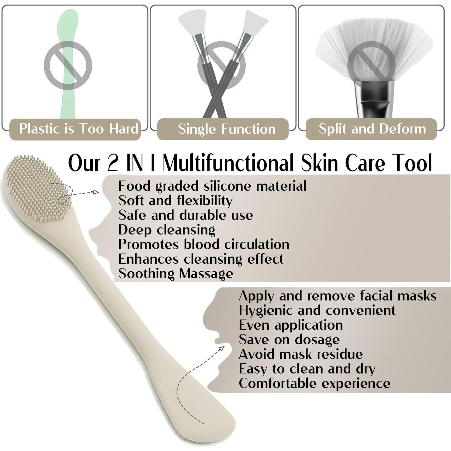 Aplicador de Mascarilla Facial Silicona RamPula 2 en 1 Negro