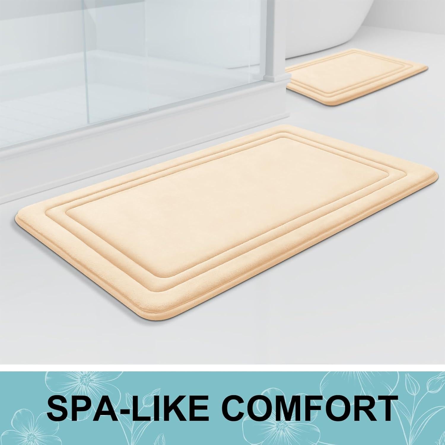 Alfombra de Baño Grandaily 61x41 cm Espuma Viscoelástica Beige