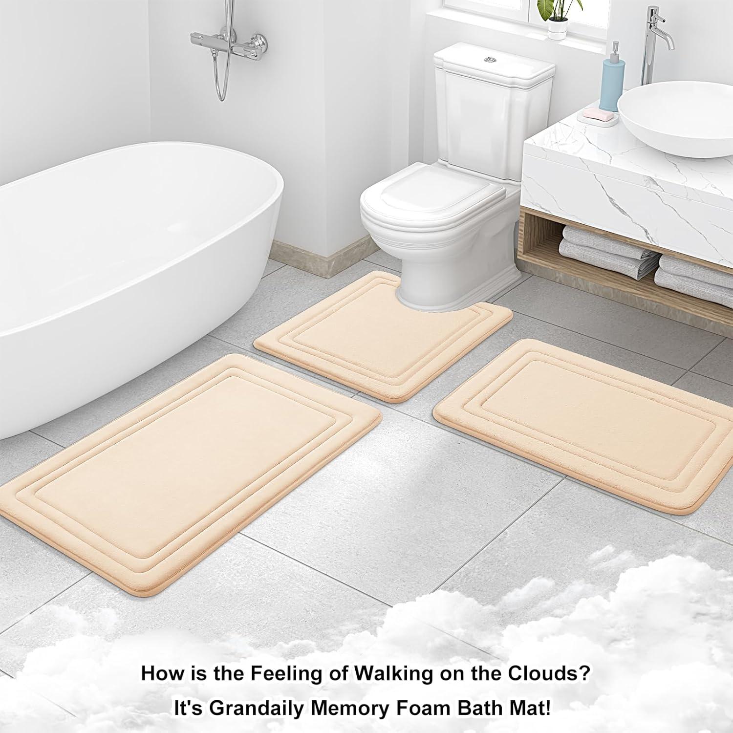 Alfombra de Baño Grandaily 61x41 cm Espuma Viscoelástica Beige