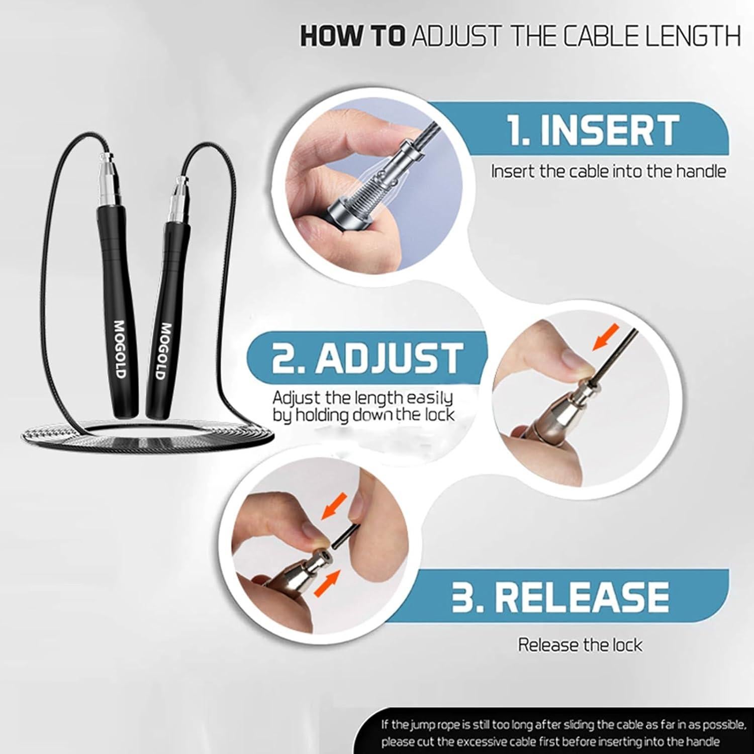 Cuerda para Saltar MOGOLD T08 Ajustable Autolock 3m