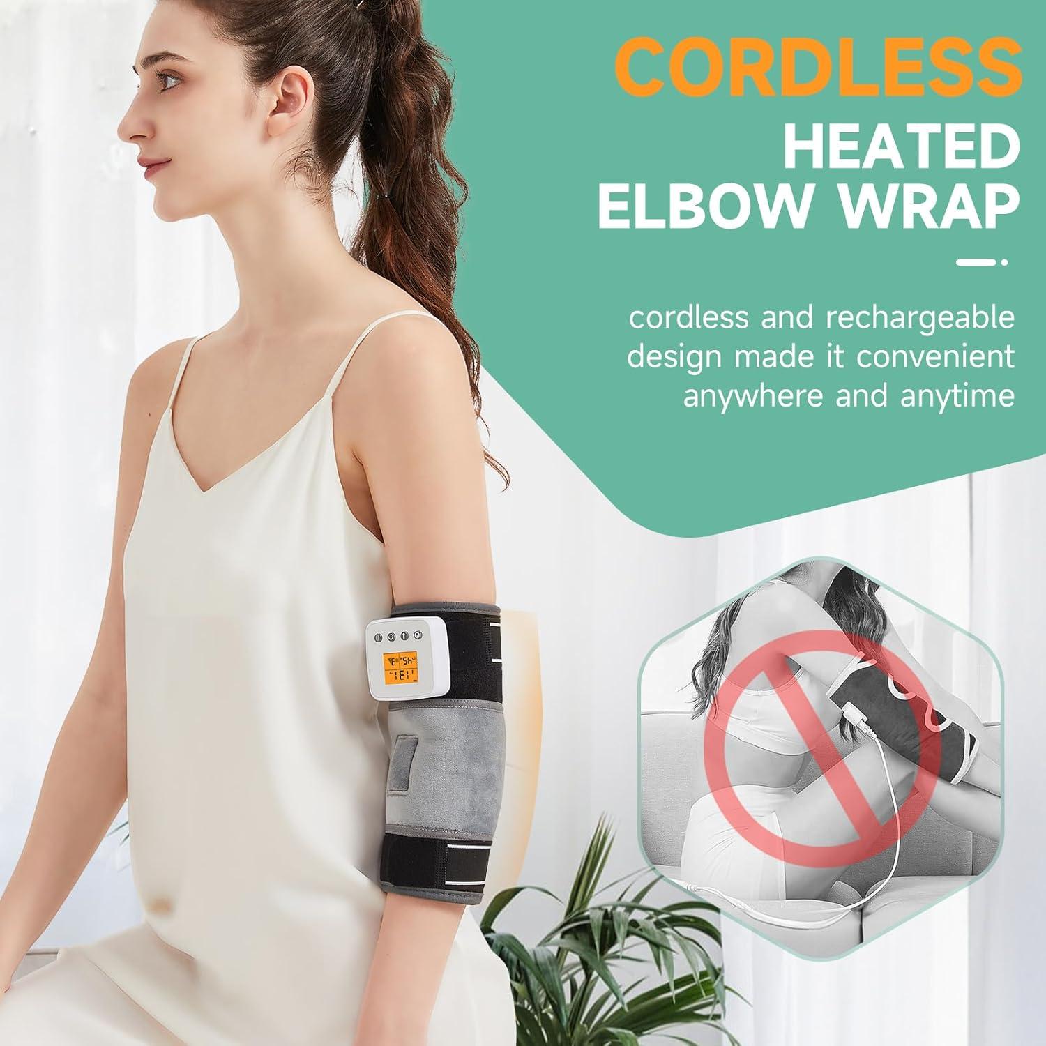 Almohadilla Calentadora Recargable JOBYNA para Codo - 3 Niveles de Calor y Vibración