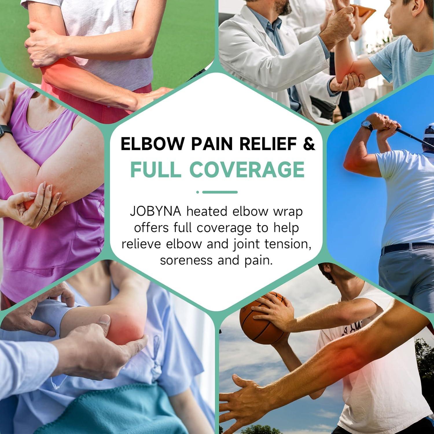 Almohadilla Calentadora Recargable JOBYNA para Codo - 3 Niveles de Calor y Vibración