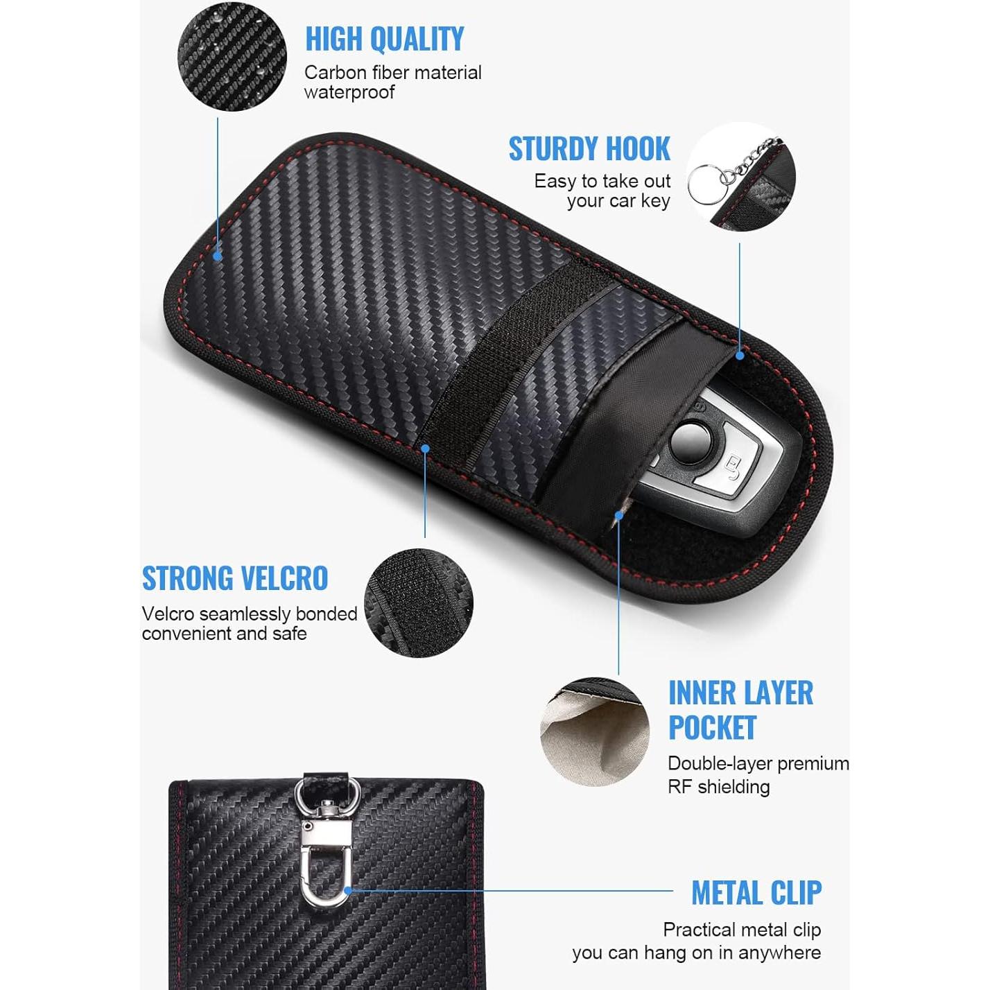 Bolsa Faraday Lanpard para Llave - 2 Paquetes, Doble Capa