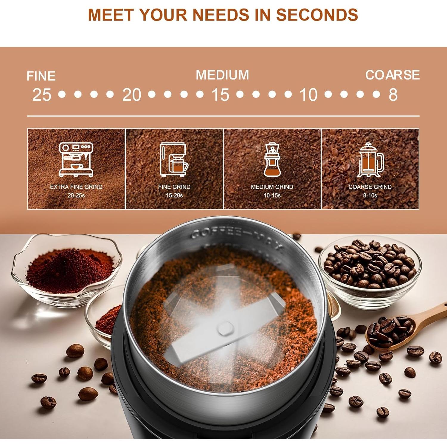 Molinillo de Café KIRAINAFLY 300W Acero Inoxidable Gris