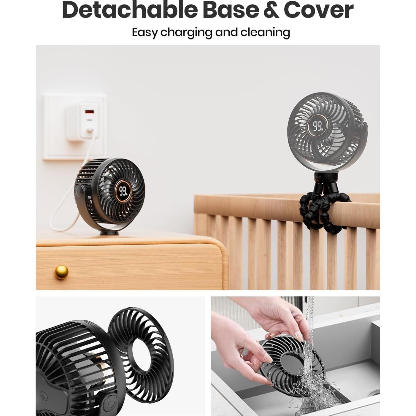 Ventilador Portátil Recargable SHEWIND S15 Pro 4000mAh Negro