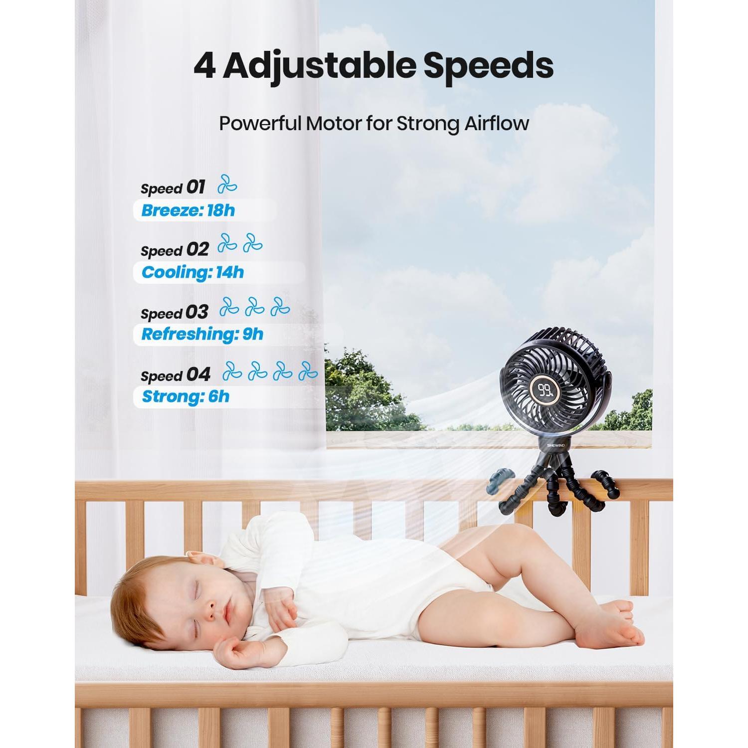 Ventilador Portátil Recargable SHEWIND S15 Pro 4000mAh Negro