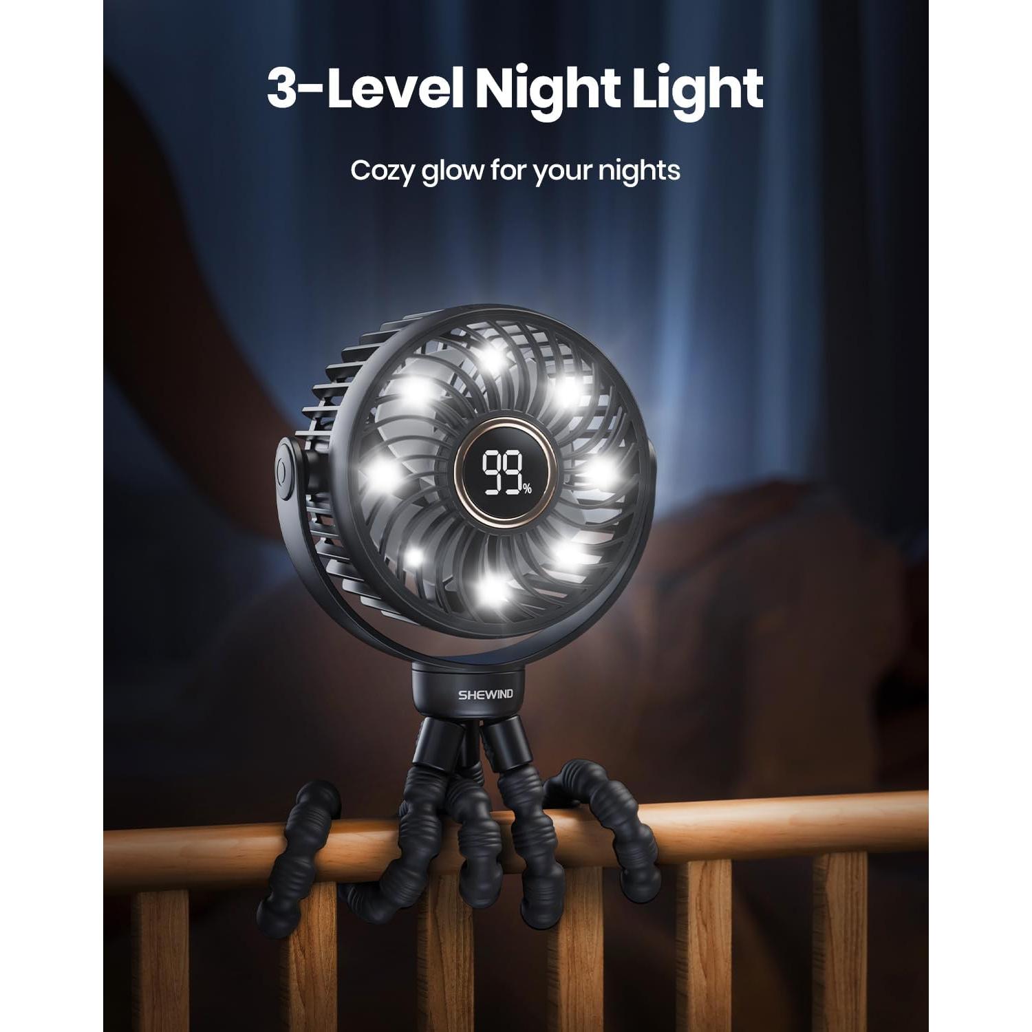 Ventilador Portátil Recargable SHEWIND S15 Pro 4000mAh Negro