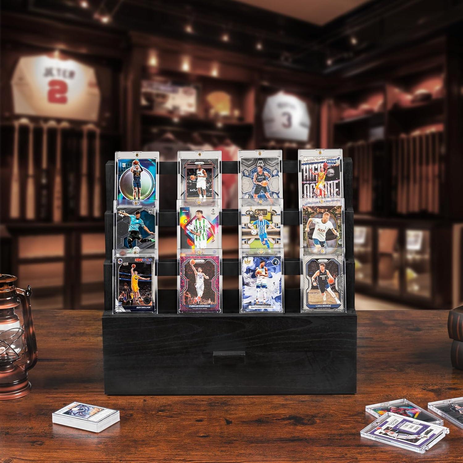 Exhibidor de Cartas Coleccionables Emfogo 3 Niveles Madera Negra