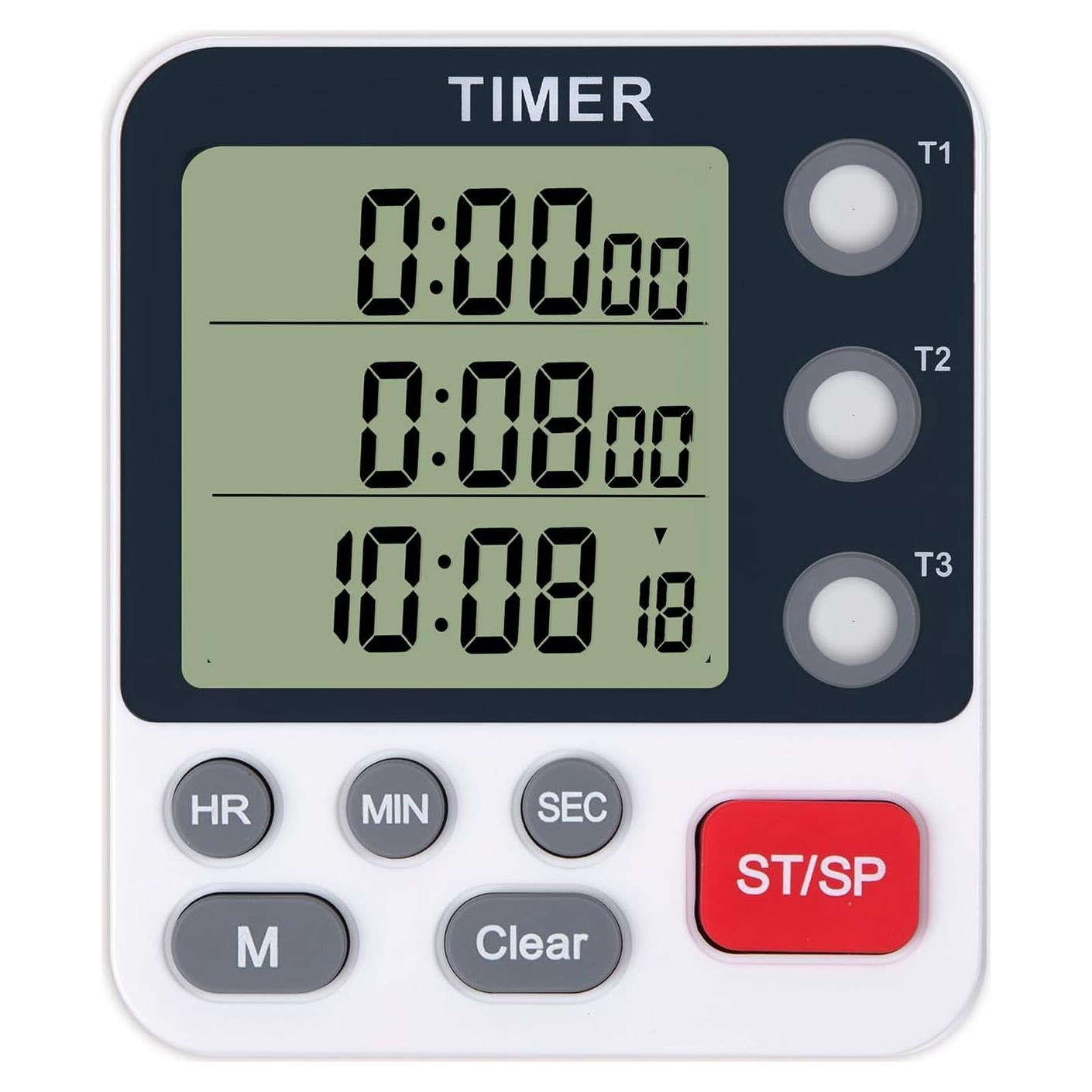 Temporizador de Cocina Digital TPNEG Triple 3 Canales Blanco