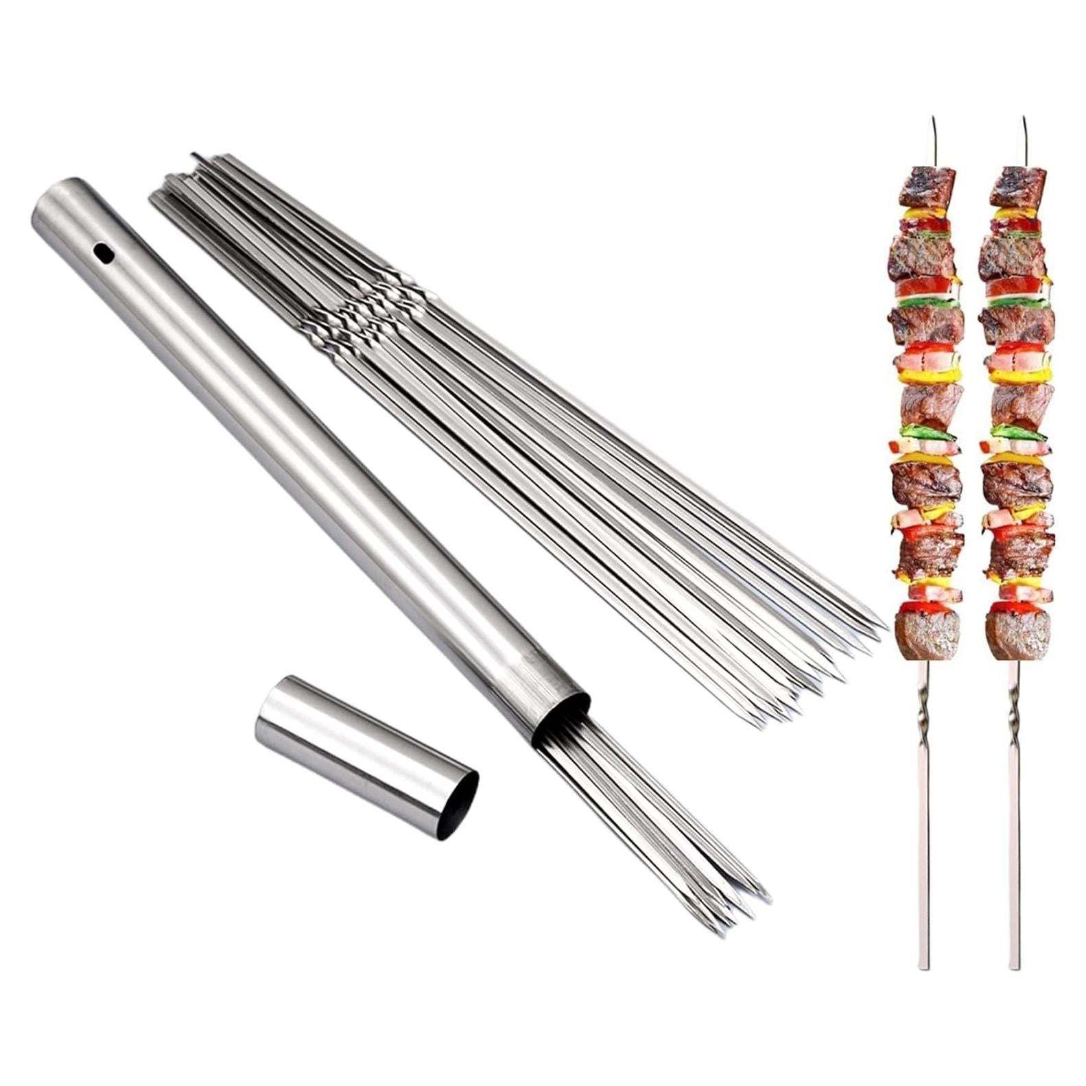Pinchos de Kebab Reutilizables WILLBBQ 20PCS Acero Inoxidable 34.8 cm