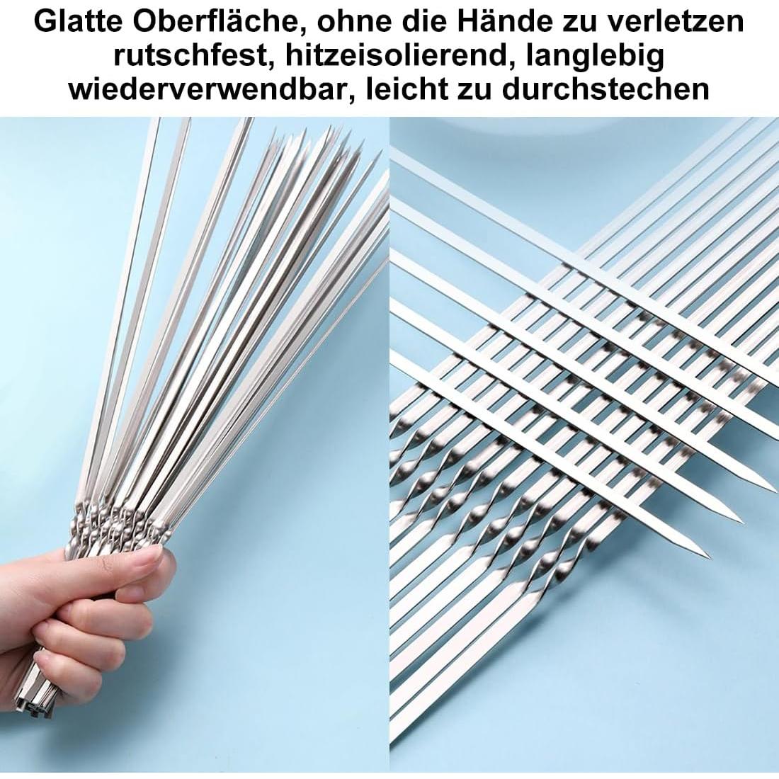 Pinchos de Kebab Reutilizables WILLBBQ 20PCS Acero Inoxidable 34.8 cm