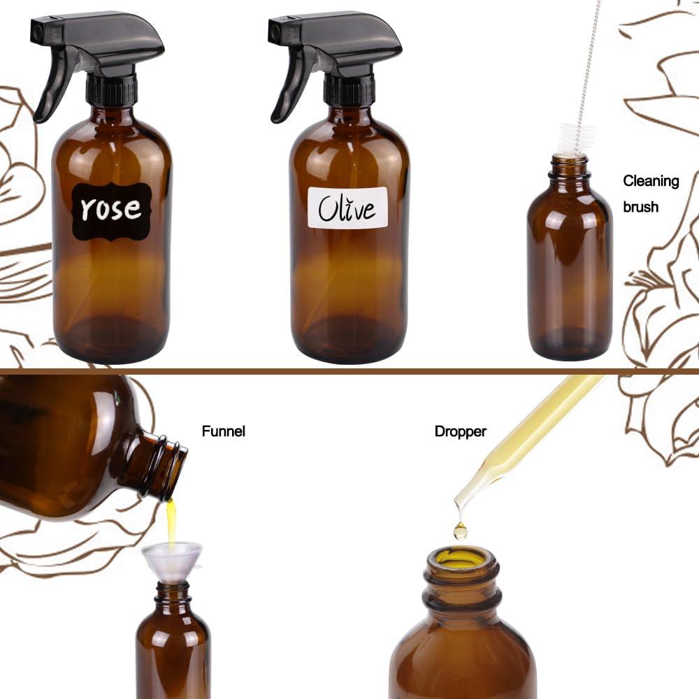 Kit de Botellas de Spray de Vidrio Ámbar x10 y Roller 9x10ml