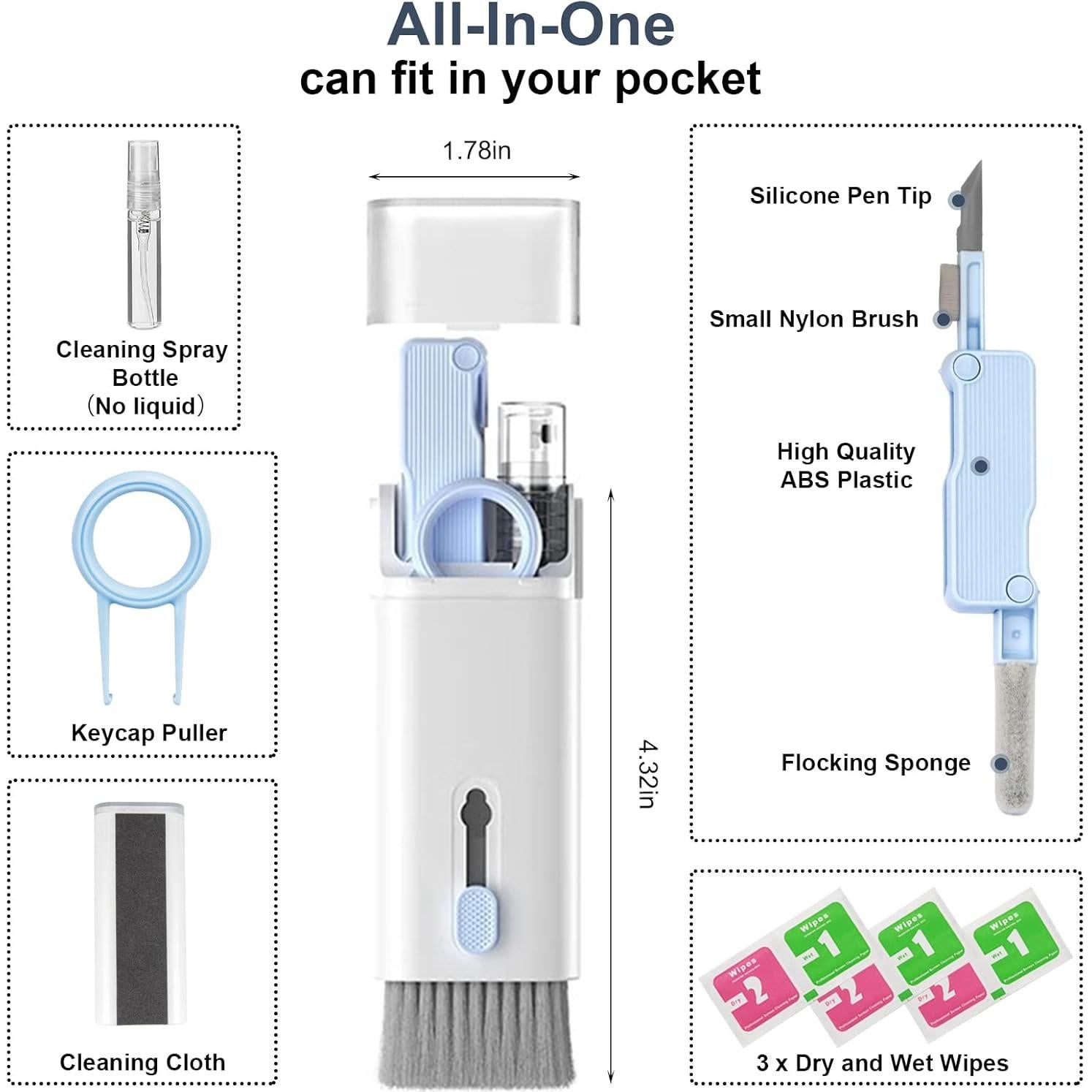 anngrowy Airpod Laptop Screen Keyboard Cleaner Kit Bluetooth Earphones Earbud Airpods3 Pro 2023 Electronic Cleaning Kit iPhone Computer Screen Headset Charging Case iPad Camera Clean Pen Brush Tools