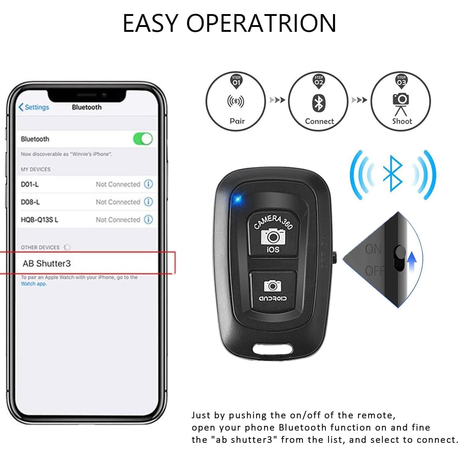 Control Remoto Inalámbrico para Cámara de Teléfono EszkozTA - 2 Paquete