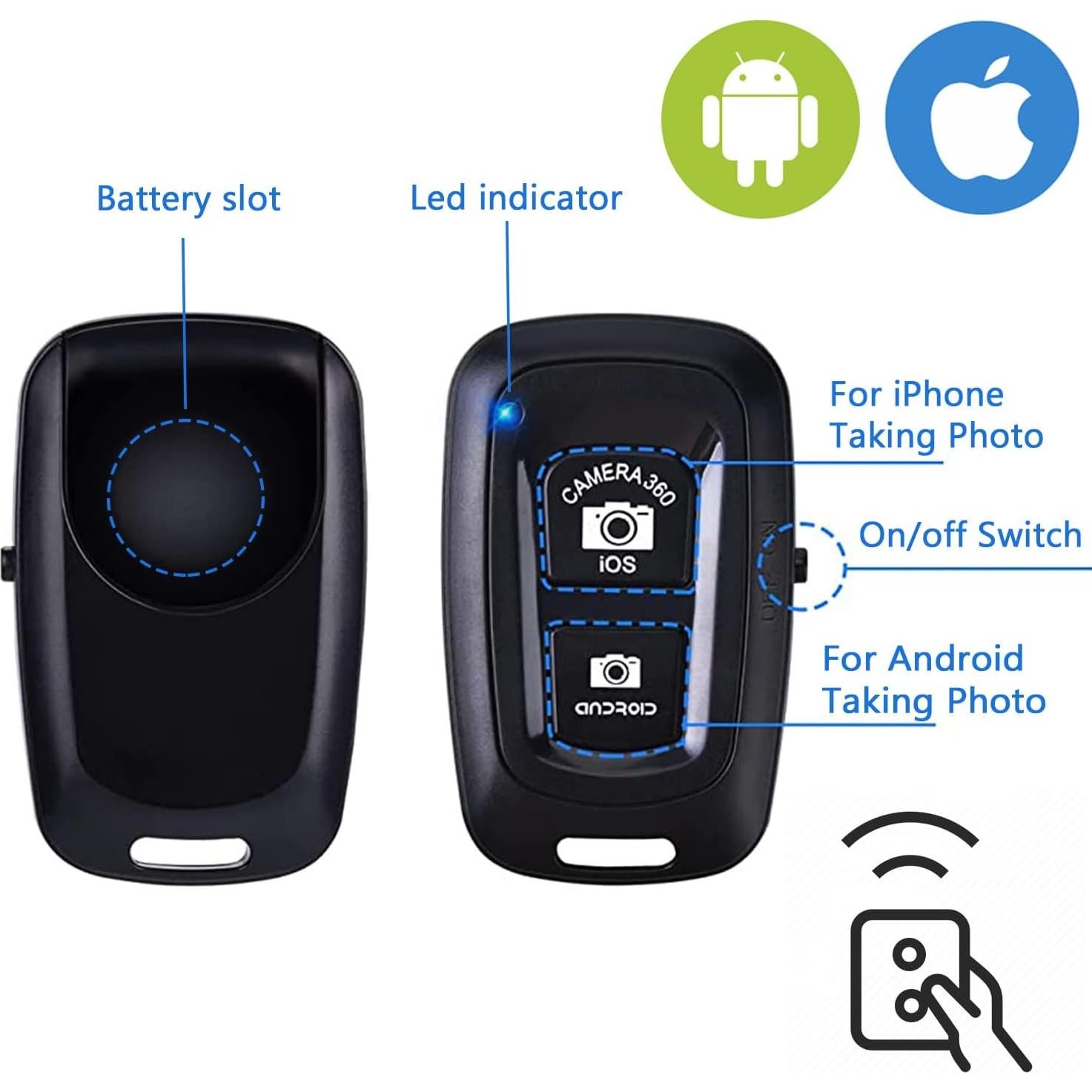 Control Remoto Inalámbrico para Cámara de Teléfono EszkozTA - 2 Paquete