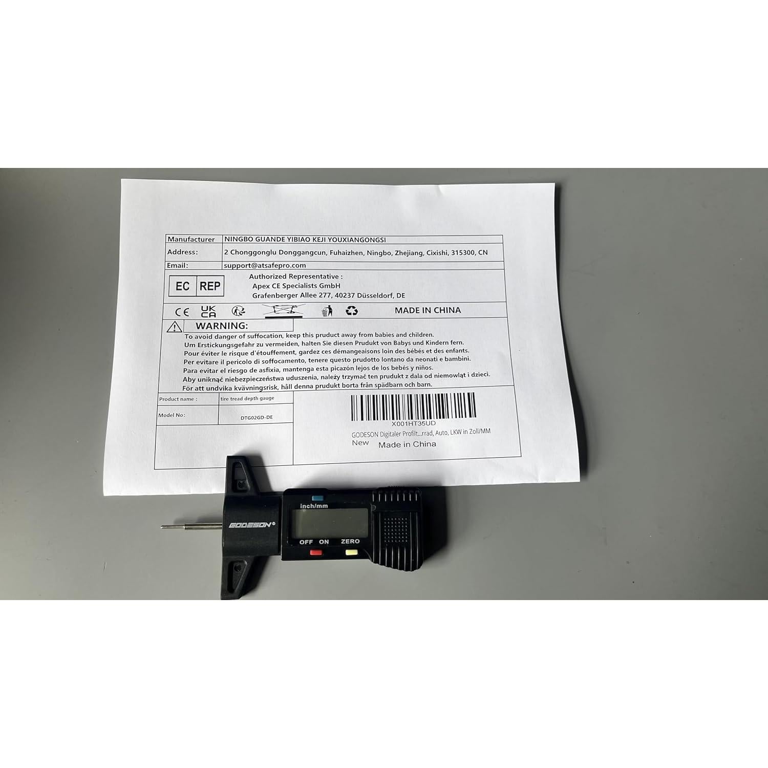 Medidor Digital de Profundidad de Banda de Neumáticos Godeson 0-25.4mm