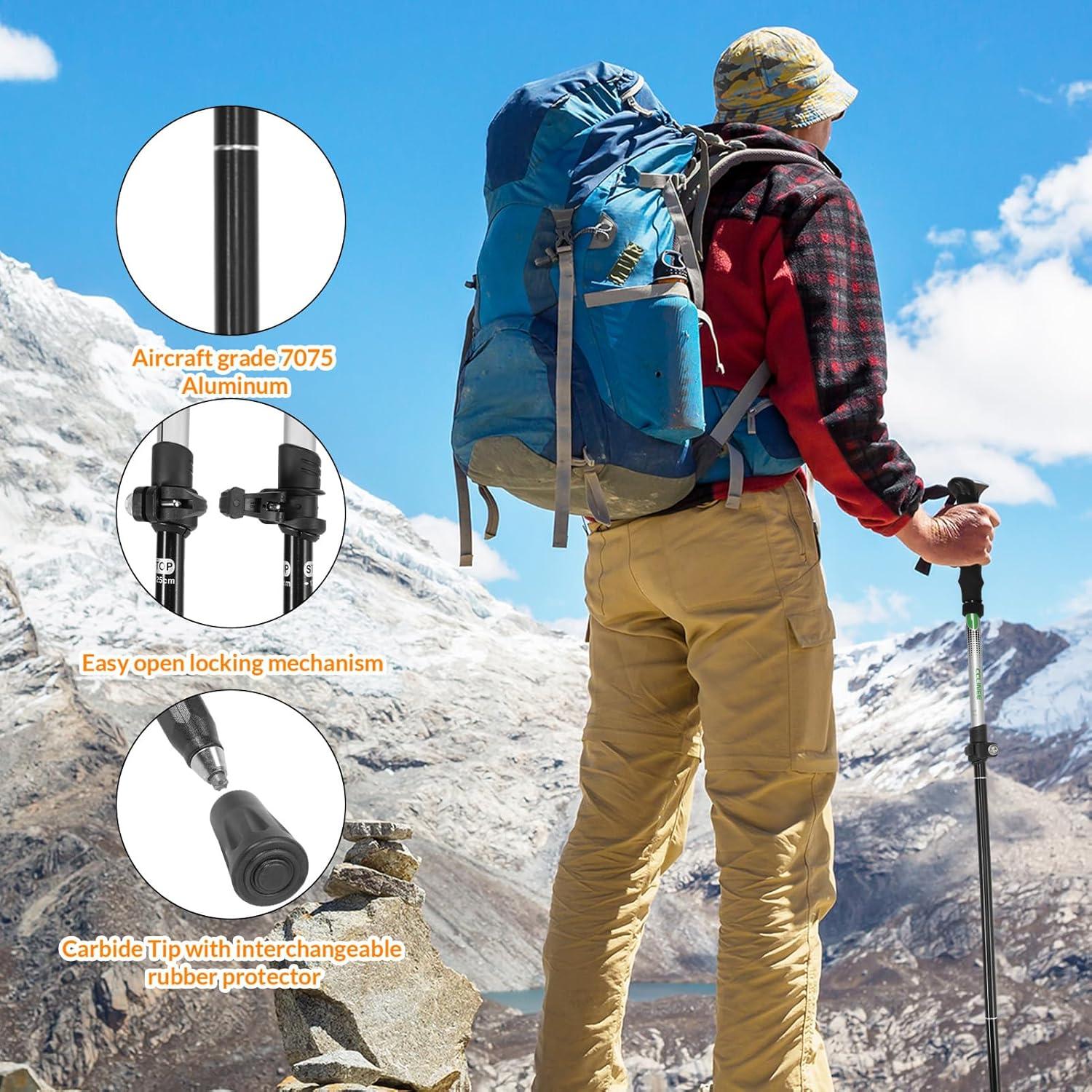 Bastón de Senderismo Plegable CLINE 135 cm Aluminio Negro