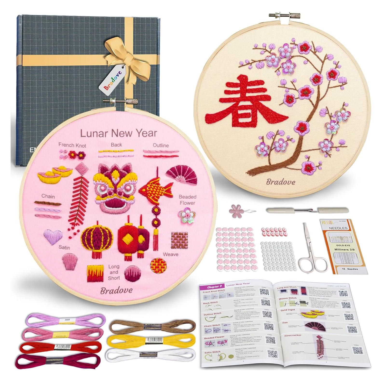 Kit de Bordado Bradove Año Nuevo Lunar - Todo Incluido