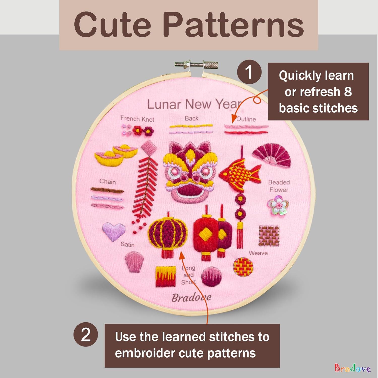 Kit de Bordado Bradove Año Nuevo Lunar - Todo Incluido