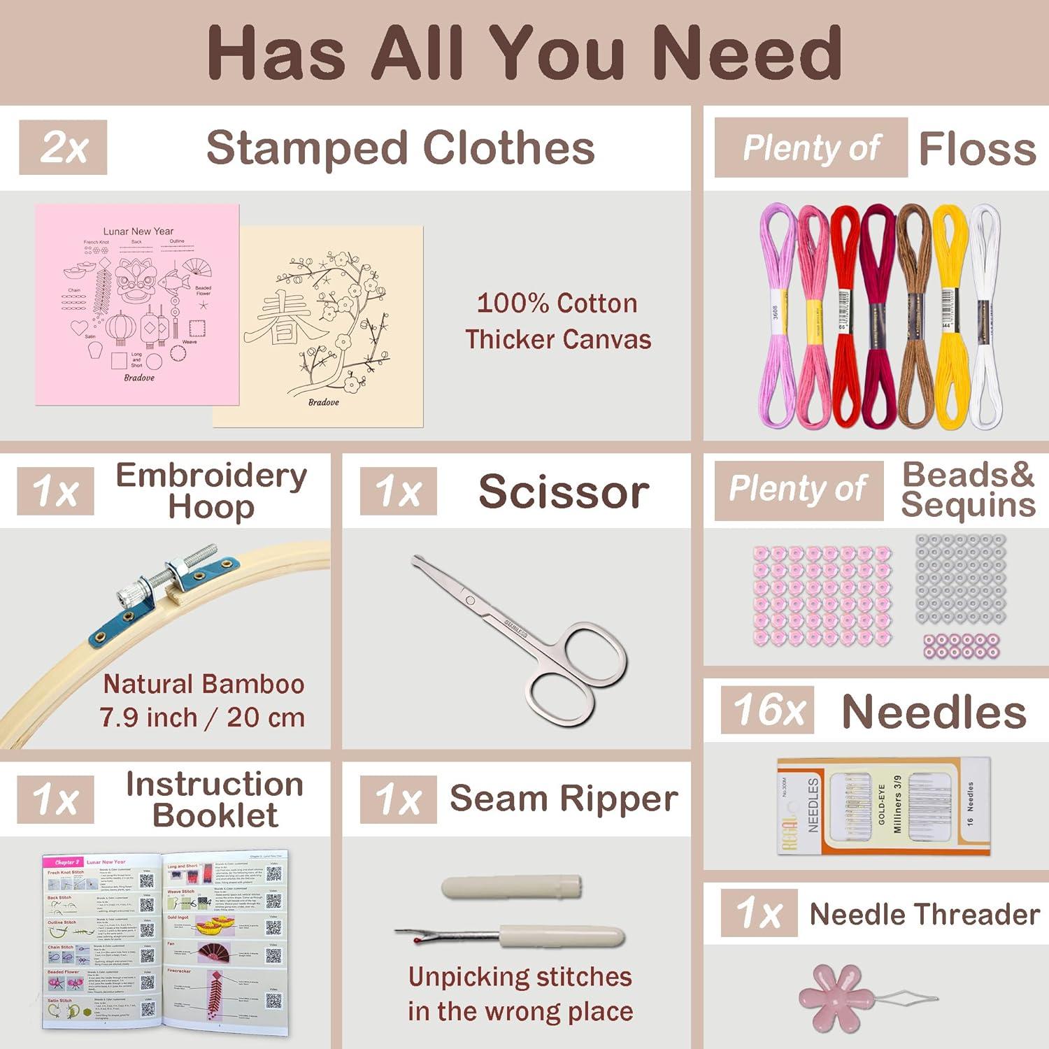 Kit de Bordado Bradove Año Nuevo Lunar - Todo Incluido