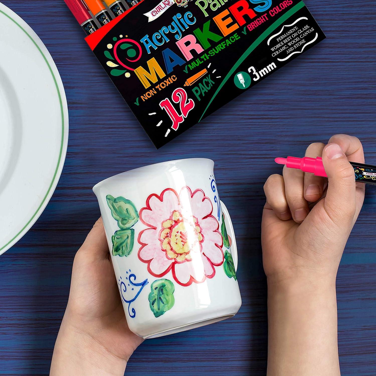 Marcadores de Pintura Acrílica CORONA CHALKY 3mm - Paquete de 12