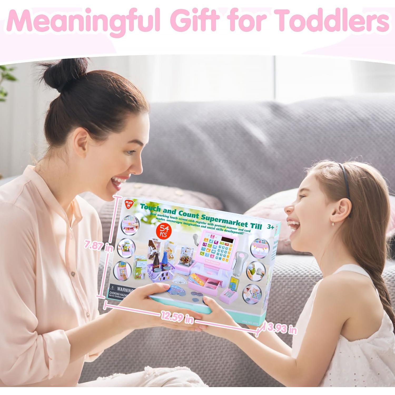 Caja Registradora Juguete PLAY Rosa con Calculadora y Accesorios