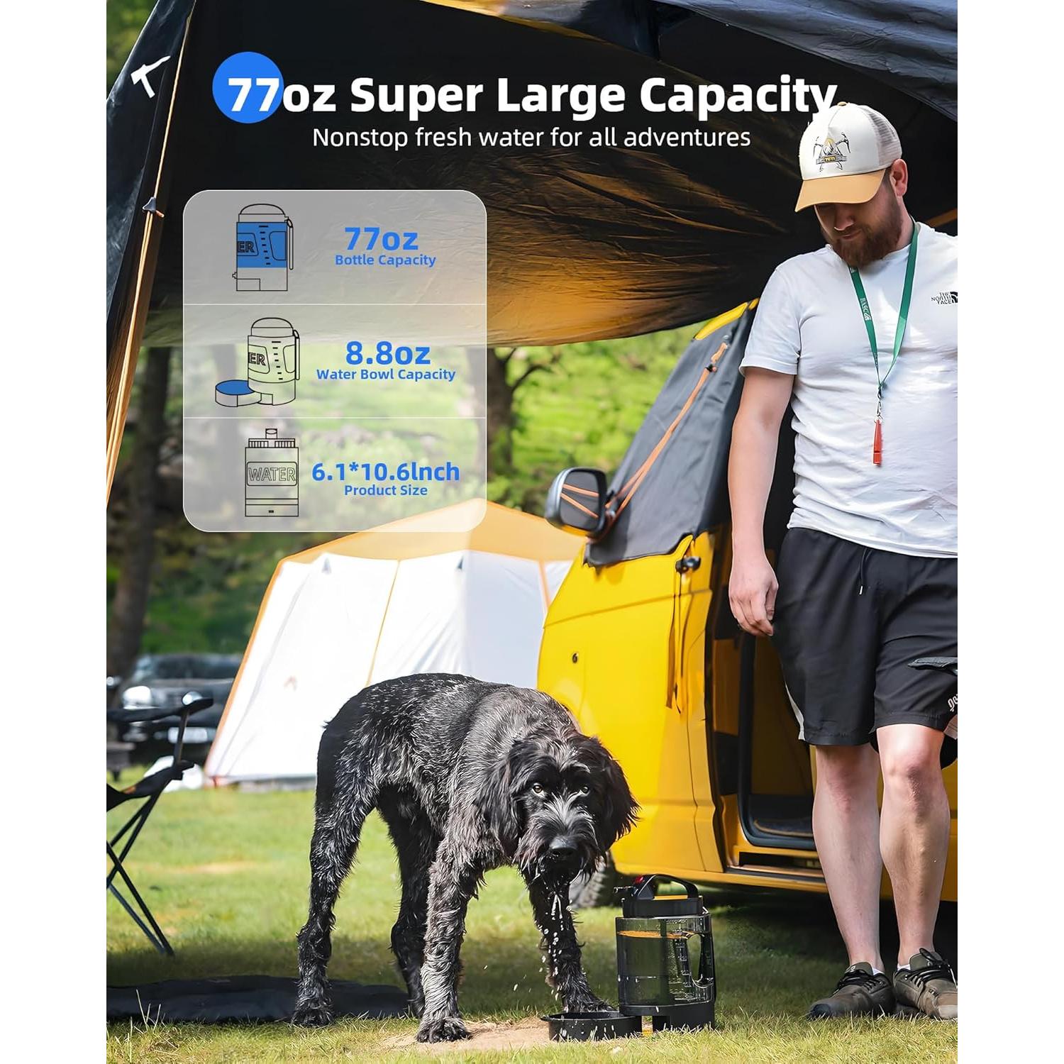 Botella de Agua Portátil para Perros Lesotc 2.28L Negra