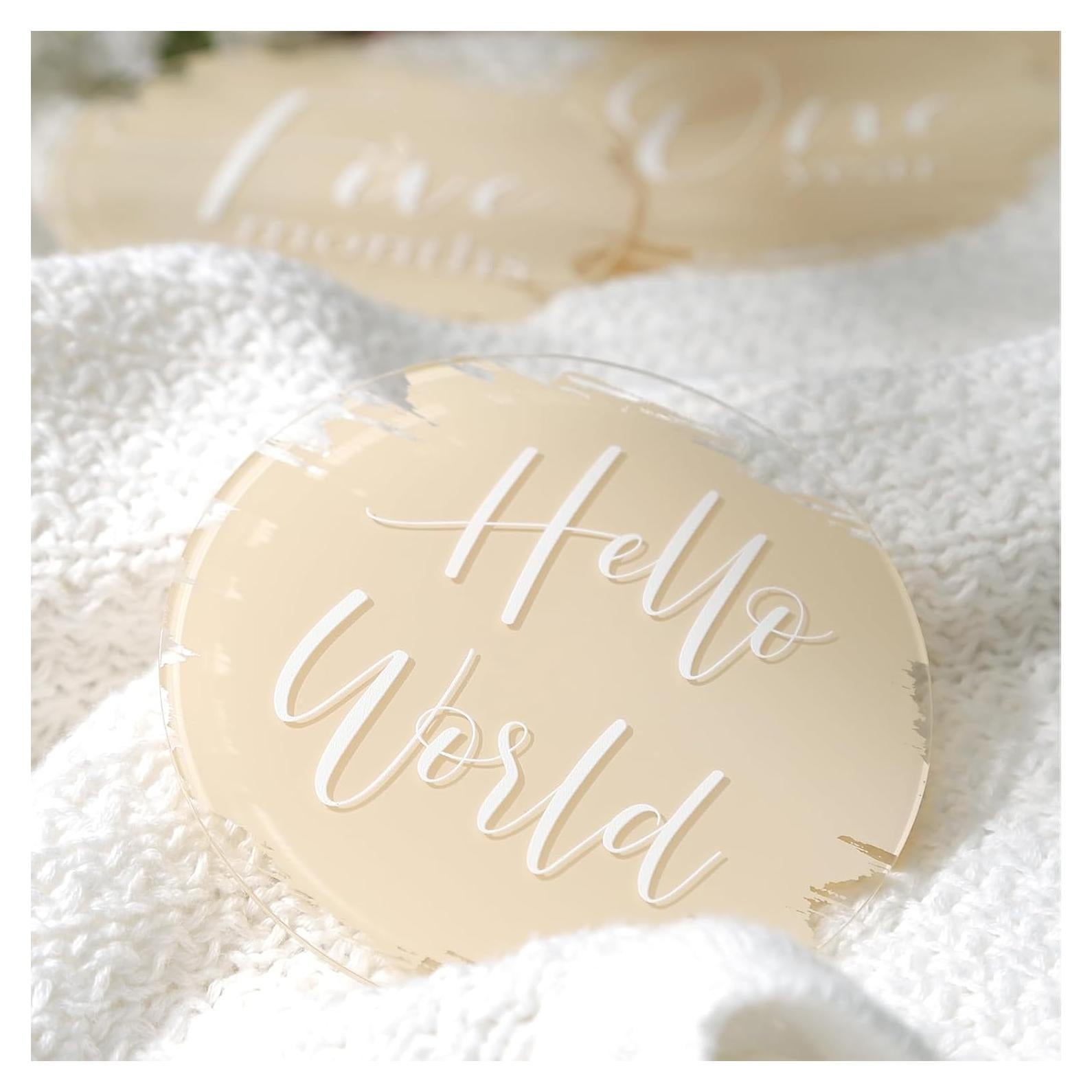 Tarjetas de Hitos para Bebés UNIQOOO - 13 Piezas Acrílico Beige