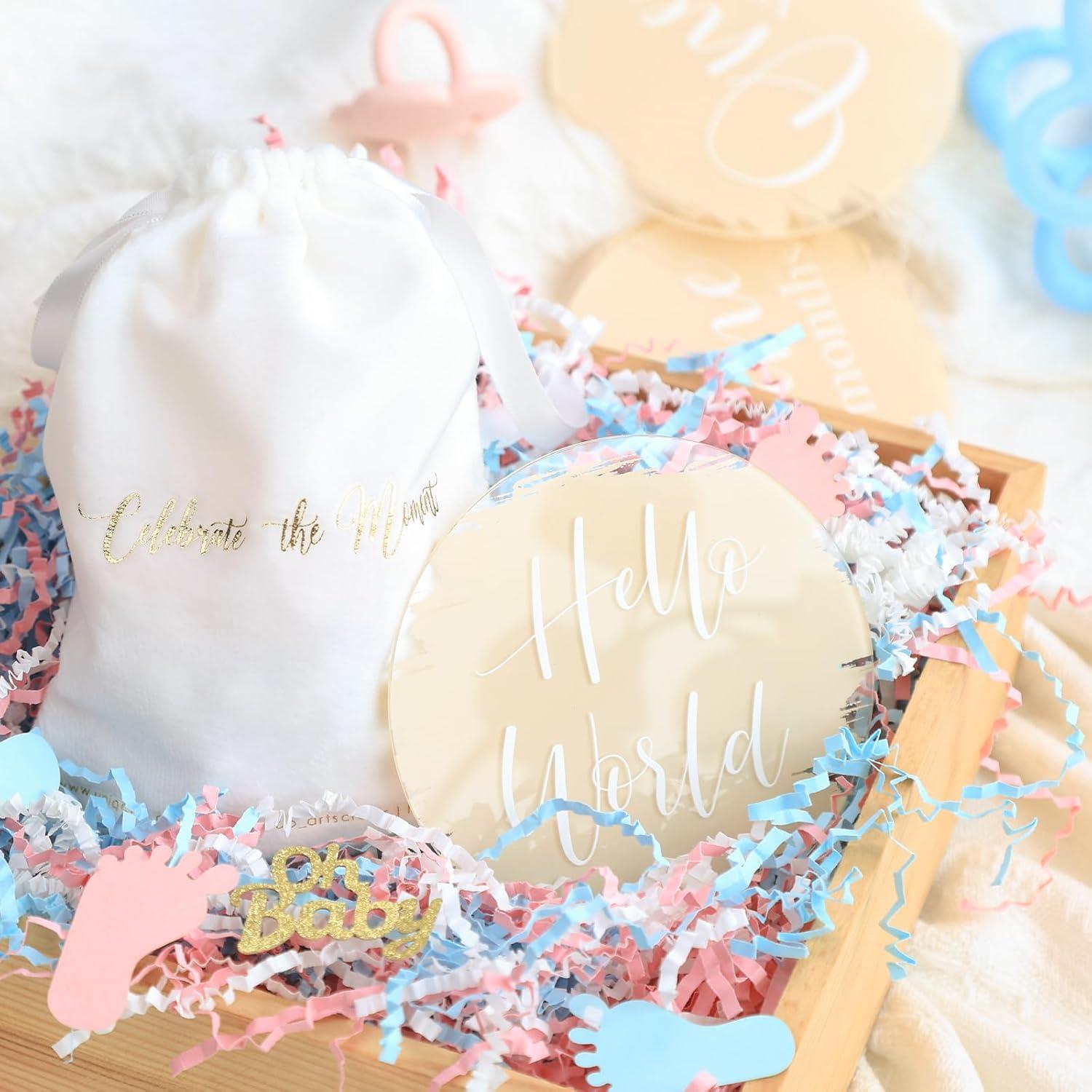 Tarjetas de Hitos para Bebés UNIQOOO - 13 Piezas Acrílico Beige