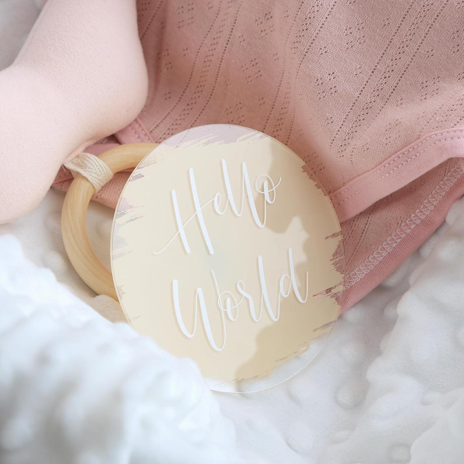 Tarjetas de Hitos para Bebés UNIQOOO - 13 Piezas Acrílico Beige