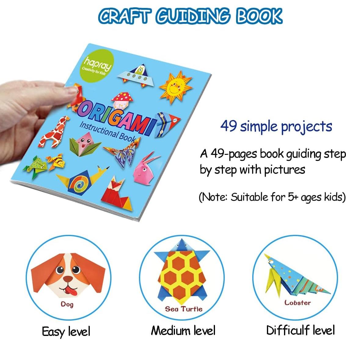 Kit de Origami para Niños Hapray con 98 Hojas y Guía