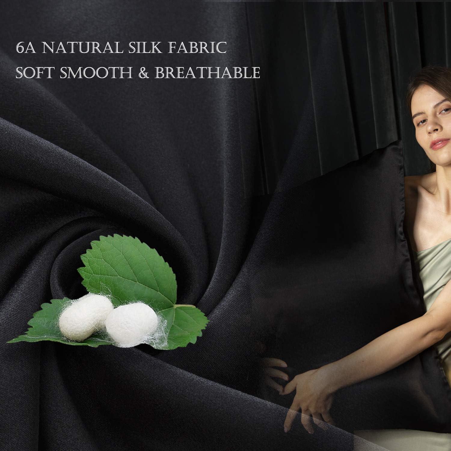 Funda de Almohada de Seda Morera HandSun Estándar 50x66cm Negro