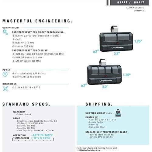 Control Remoto LiftMaster 892LT para Puerta de Garaje - 2 Botones