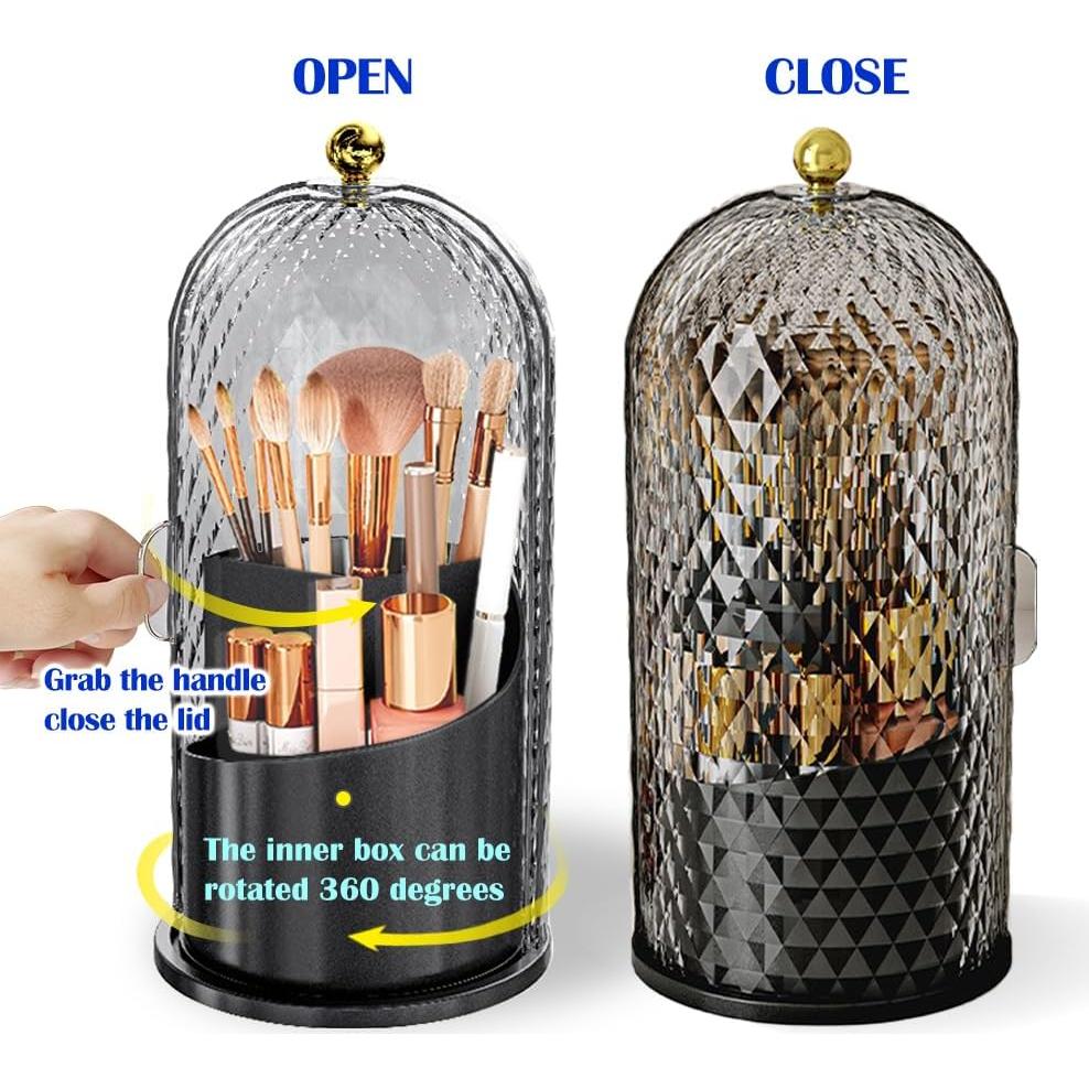 Soporte Organizador de Brochas JIANGLAI Negro 360° Transparente