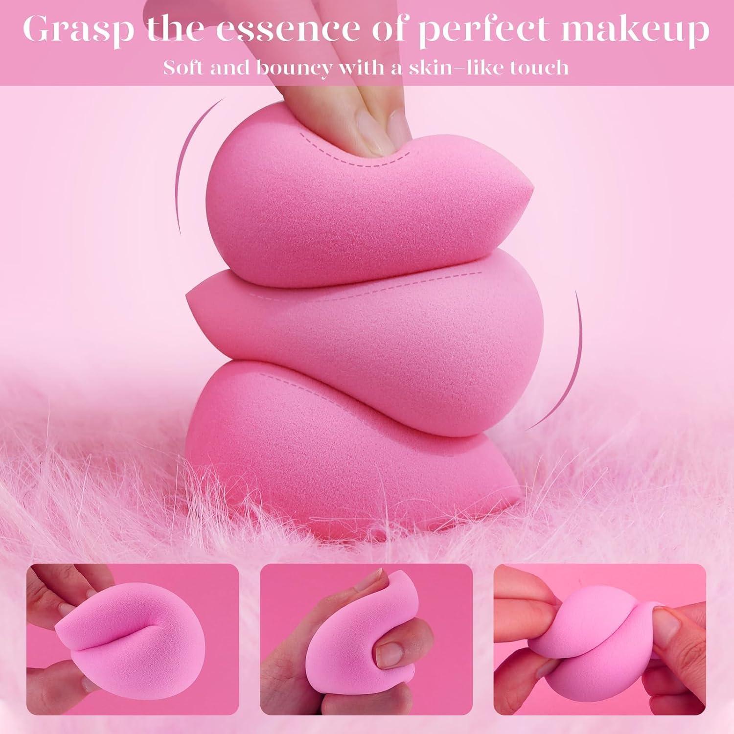 Juego de 6 Esponjas de Maquillaje BEAKEY Rosa 0% Látex