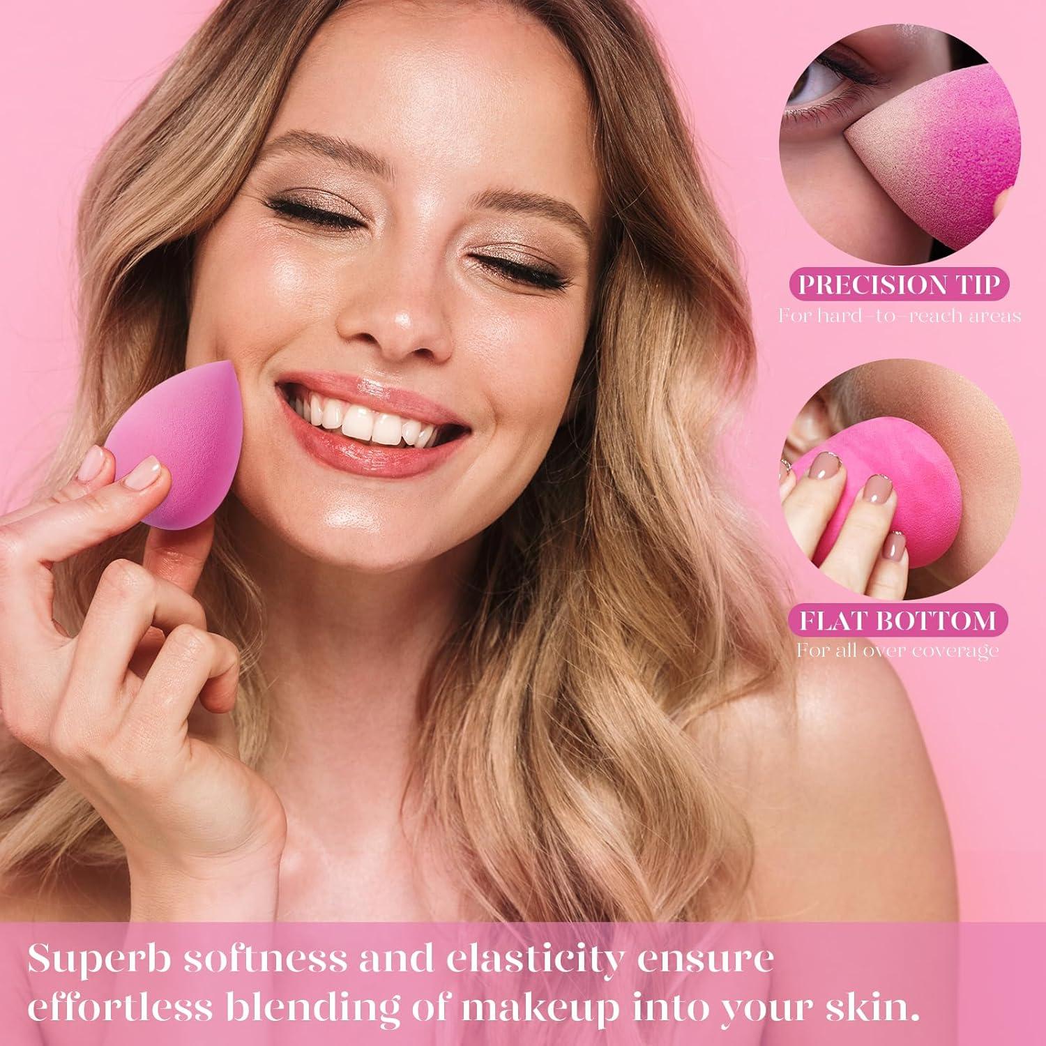 Juego de 6 Esponjas de Maquillaje BEAKEY Rosa 0% Látex