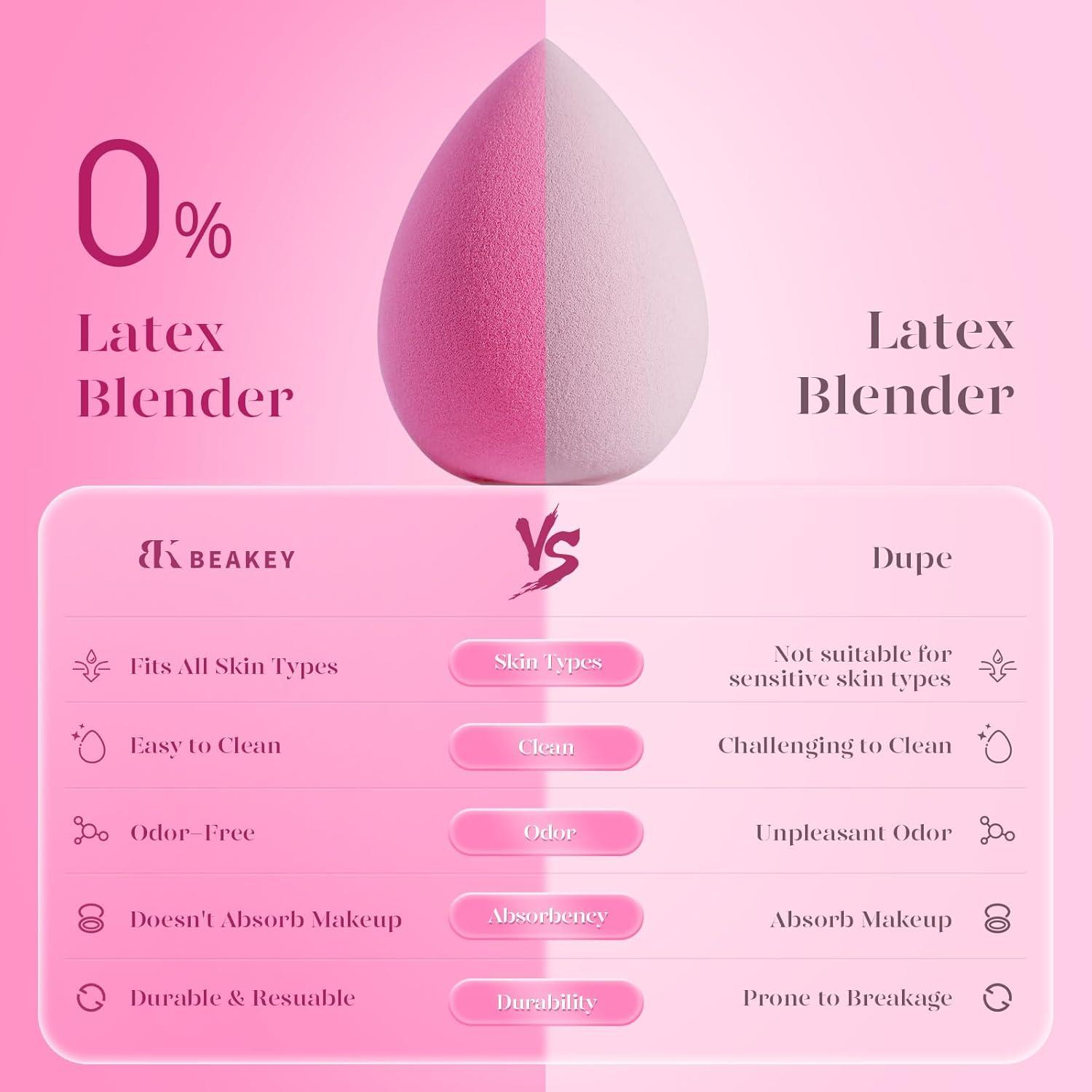 Juego de 6 Esponjas de Maquillaje BEAKEY Rosa 0% Látex